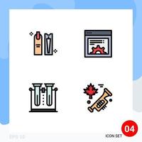 satz von 4 modernen ui-symbolen symbole zeichen für schönheitslabor hygieneeinstellung test editierbare vektordesignelemente vektor