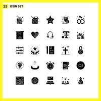 Aktienvektor-Icon-Pack mit 25 Linienzeichen und Symbolen für Hochzeit, Liebe, Medien, Engagement, Eule, editierbare Vektordesign-Elemente vektor