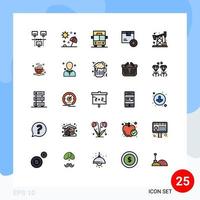 25 gefüllte Linien flaches Farbkonzept für mobile Websites und Apps Verschmutzung Logistik Reiselieferung fügen editierbare Vektordesign-Elemente hinzu vektor