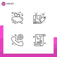 Outline Icon Set Packung mit 4 Zeilensymbolen isoliert auf weißem Hintergrund für reaktionsschnelles Website-Design, Druck- und mobile Anwendungen vektor