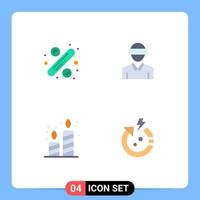 Stock Vector Icon Pack mit 4 Zeilenzeichen und Symbolen für prozentuale Geburtstagstag-Reality-Kerzen editierbare Vektordesign-Elemente