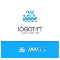 aktivitet sport simma simning vatten blå översikt logotyp med plats för Tagline vektor