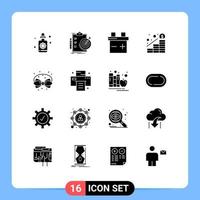 Stock Vector Icon Pack mit 16 Zeilenzeichen und Symbolen für die Dekoration Bogenbatterie Geburtstagsgewinn editierbare Vektordesign-Elemente