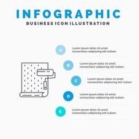 Farbe Innenarchitektur Reparatur Tapete Liniensymbol mit 5 Schritten Präsentation Infografiken Hintergrund vektor