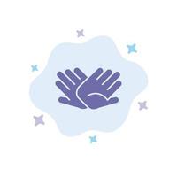 Charity-Hände helfen Beziehungen zu helfen blaues Symbol auf abstraktem Wolkenhintergrund vektor