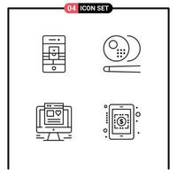 satz von 4 modernen ui-symbolen symbole zeichen für anruf computer video pool webdesign editierbare vektordesignelemente vektor
