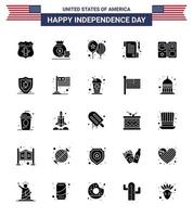 Happy Independence Day Pack mit 25 soliden Glyphen-Zeichen und Symbolen für American Book Balloons Day Paper editierbare Usa-Day-Vektordesign-Elemente vektor