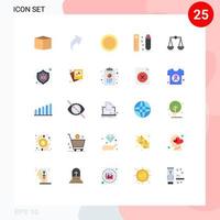 grupp av 25 platt färger tecken och symboler för antivirus rättvisa citron- balans penna redigerbar vektor design element