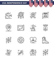 16 usa linie zeichen unabhängigkeitstag feier symbole der karte amerikanisch untersuchen tag kalender editierbare usa tag vektor design elemente