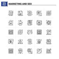 25 Marketing- und SEO-Icons setzen Vektorhintergrund vektor