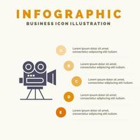 kamera erfassen film professionelles solides symbol infografiken 5 schritte präsentationshintergrund vektor