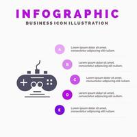 Controller Game Gamecontroller Gamepad Infografiken Präsentationsvorlage Präsentation in 5 Schritten vektor