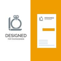 ringa diamant gåva låda grå logotyp design och företag kort mall vektor