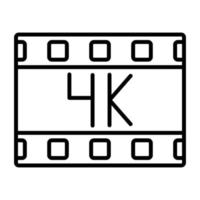 4k filma linje ikon vektor