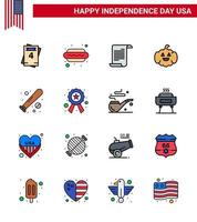 16 kreativ USA ikoner modern oberoende tecken och 4:e juli symboler av sporter baseboll text boll amerikan redigerbar USA dag vektor design element