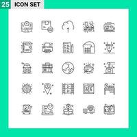 mobil gränssnitt linje uppsättning av 25 piktogram av märka försäljning affär öppen server redigerbar vektor design element