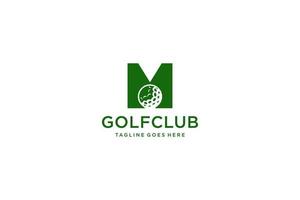 brev m för golf logotyp design vektor mall, vektor märka av golf, logotyp av golf mästerskap, illustration, kreativ ikon, design begrepp