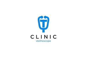 buchstabe t logo mit stethoskop für medizin und pharmazie. vektor