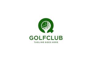 Buchstabe q für Golf-Logo-Design-Vektorvorlage, Vektoretikett des Golfsports, Logo der Golfmeisterschaft, Illustration, kreative Ikone, Designkonzept vektor