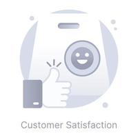 Flache Ikone der Kundenzufriedenheit auf rundem Hintergrund vektor