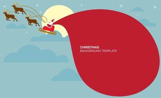 Weihnachtsmann und Rentiere mit abstrakter großer riesiger Tasche als Leerzeichenvorlage. weihnachtskonzeptvorlage für werbung. Grußkarte. vektor