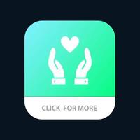 hand kärlek välgörenhet mobil app ikon design vektor