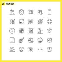 Satz von 25 kommerziellen Zeilen Pack für Smartphone-Einkaufsuhr Online-Timer editierbare Vektordesign-Elemente vektor