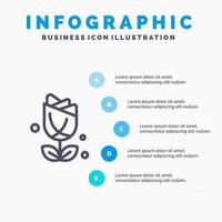 blomma amerikan USA växt linje ikon med 5 steg presentation infographics bakgrund vektor