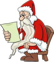 Cartoon Weihnachtsmann liest einen Brief zur Weihnachtszeit vektor