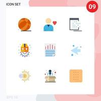 piktogram uppsättning av 9 enkel platt färger av ok redskap app arbetskraft jacka redigerbar vektor design element