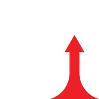 eps10 roter Vektor wachsendes Pfeildiagramm solide Kunstikone isoliert auf weißem Hintergrund. Symbol für die Steigerung des Unternehmenswachstums in einem einfachen, flachen, trendigen, modernen Stil für Ihr Website-Design, Logo und mobile App