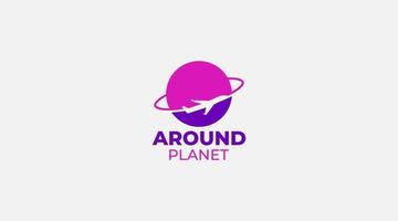 planet flygplan logotyp design vektor illustration