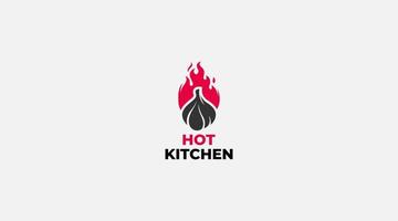 Feuer-Küche-Logo, Henne Flamme heißes Symbol Vektor-Symbol-Illustration vektor