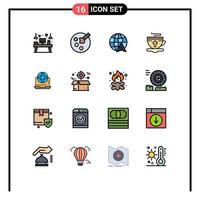 uppsättning av 16 modern ui ikoner symboler tecken för kommunikation internet pil varm kopp redigerbar kreativ vektor design element