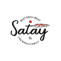 Satay-Logo-Stempel-Abzeichen-Lebensmittelvektor vektor