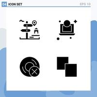 Aktienvektor-Icon-Paket mit 4 Zeilenzeichen und Symbolen für Standortgeräte Immobilien-Dollar-Gadget editierbare Vektordesign-Elemente vektor