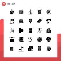 Stock Vector Icon Pack mit 25 Zeilenzeichen und Symbolen für Flaggen-Internet-Spiele-Globus-Kreuz editierbare Vektordesign-Elemente