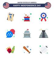 9 kreativ USA ikoner modern oberoende tecken och 4:e juli symboler av flagga chatt bubbla bricka stjärna flagga redigerbar USA dag vektor design element