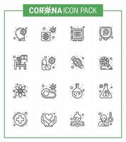 Coronavirus-Bewusstseinssymbole 16-zeiliges Symbol Corona-Virus-Grippe im Zusammenhang mit Virenschutz infizierte Krankheit sichere virale Coronavirus 2019nov-Krankheitsvektor-Designelemente vektor