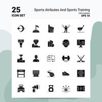 25 Sportattribute und Sporttraining-Icon-Set 100 bearbeitbare eps 10-Dateien Business-Logo-Konzeptideen solides Glyphen-Icon-Design vektor