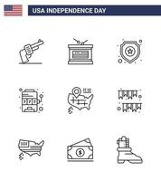 9 linje tecken för USA oberoende dag Karta spel skydda spår kasino redigerbar USA dag vektor design element