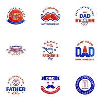 Happy Fathers Day Wertschätzung Vektor Text Banner 9 blauer und roter Hintergrund für Poster Flyer Marketing Grußkarten editierbare Vektordesign-Elemente