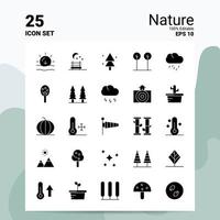 25 natur ikon uppsättning 100 redigerbar eps 10 filer företag logotyp begrepp idéer fast glyf ikon design vektor