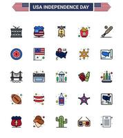 uppsättning av 25 USA dag ikoner amerikan symboler oberoende dag tecken för boll frites säkerhet mat USA redigerbar USA dag vektor design element