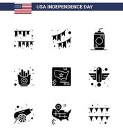 9 kreativ USA ikoner modern oberoende tecken och 4:e juli symboler av pommes frites mat fest snabb dryck redigerbar USA dag vektor design element