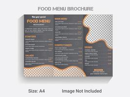 a4 storlek trifold broschyr ny år mat meny mall. modern vektor restaurang meny design layout.