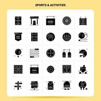 solide 25 Sportaktivitäten Icon Set Vektor Glyphe Stil Design schwarze Icons Set Web und mobile Geschäftsideen Design Vektor Illustration