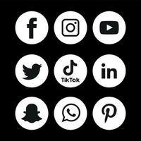 Schwarz-Weiß-Social-Media-Symbole setzen Logo-Vektor-Illustrator vektor