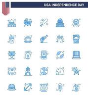 25 blaue Schilder für die Polizei des Unabhängigkeitstags der USA, die Fledermausabzeichen untersucht, Wahrzeichen, editierbare Vektordesign-Elemente für den Tag der USA vektor