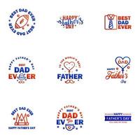 Liebe dich Papa Kartendesign für glückliche Vatertagstypografie-Sammlung 9 blaue und rote Design editierbare Vektordesign-Elemente vektor